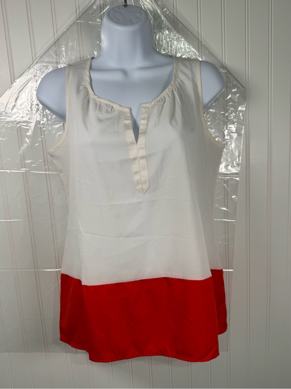 Banana Republic Sleeveless Colorblock Tunic Top - Cream and Red